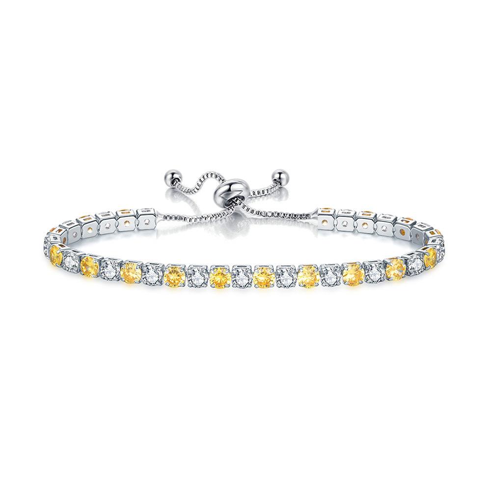 Adjustable 4MM Round Rainbow Zircon Tennis Bracelets for Women Men Fashion Silver Color Crystal Chain on Hand Trend Jewelry H133