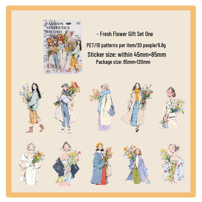 Набор ПЭТ-стикеров Yi Niao: Корейское эстетичное оформление для журнала, 6 стилей