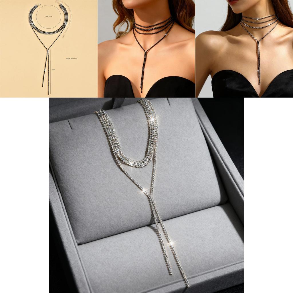 Geometric Pendant Necklace For Women With Sparkling Crystals And Multilayer Design For Fashionable Look