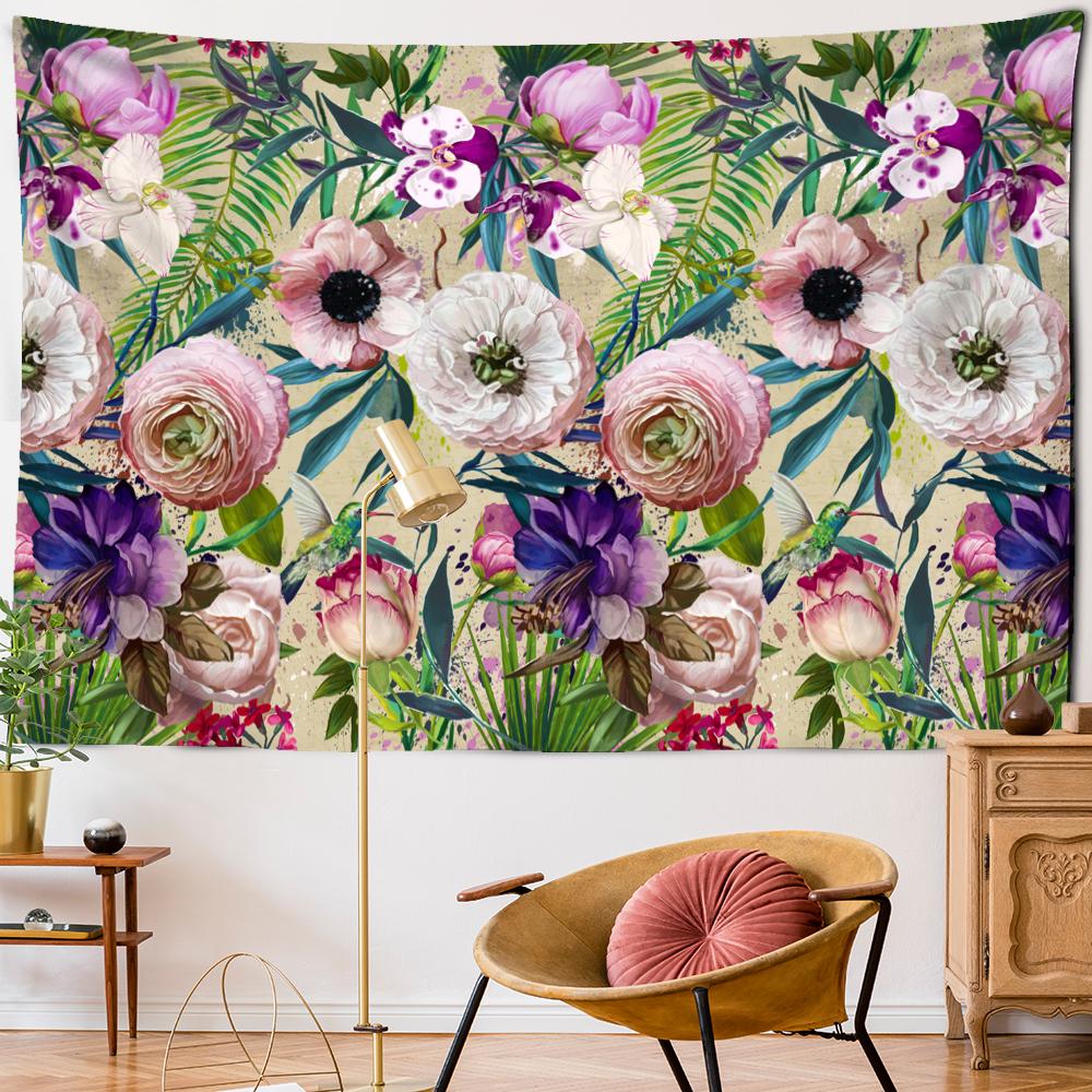 Vintage Botanische Blumen Wandteppich Hängen Hippie Tapiz Boho Schlafzimmer Wohnzimmer Wohnkultur Hintergrund Tuch