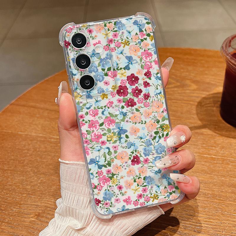 Colorful Flowers Pattern Phone Case For Samsung Galaxy S26 S25 S24 S23 Ultra S22 Plus S21 S24 S25 FE Clear Shockproof Soft Cover