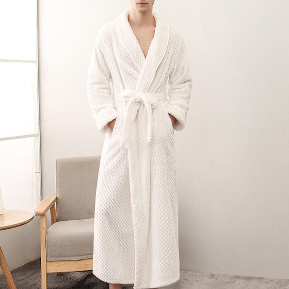 Peignoir à manches longues en polaire corail, vêtements de maison, flanelle épaisse, vêtements de nuit pour couple, gris, automne hiver, vêtements de détente amples