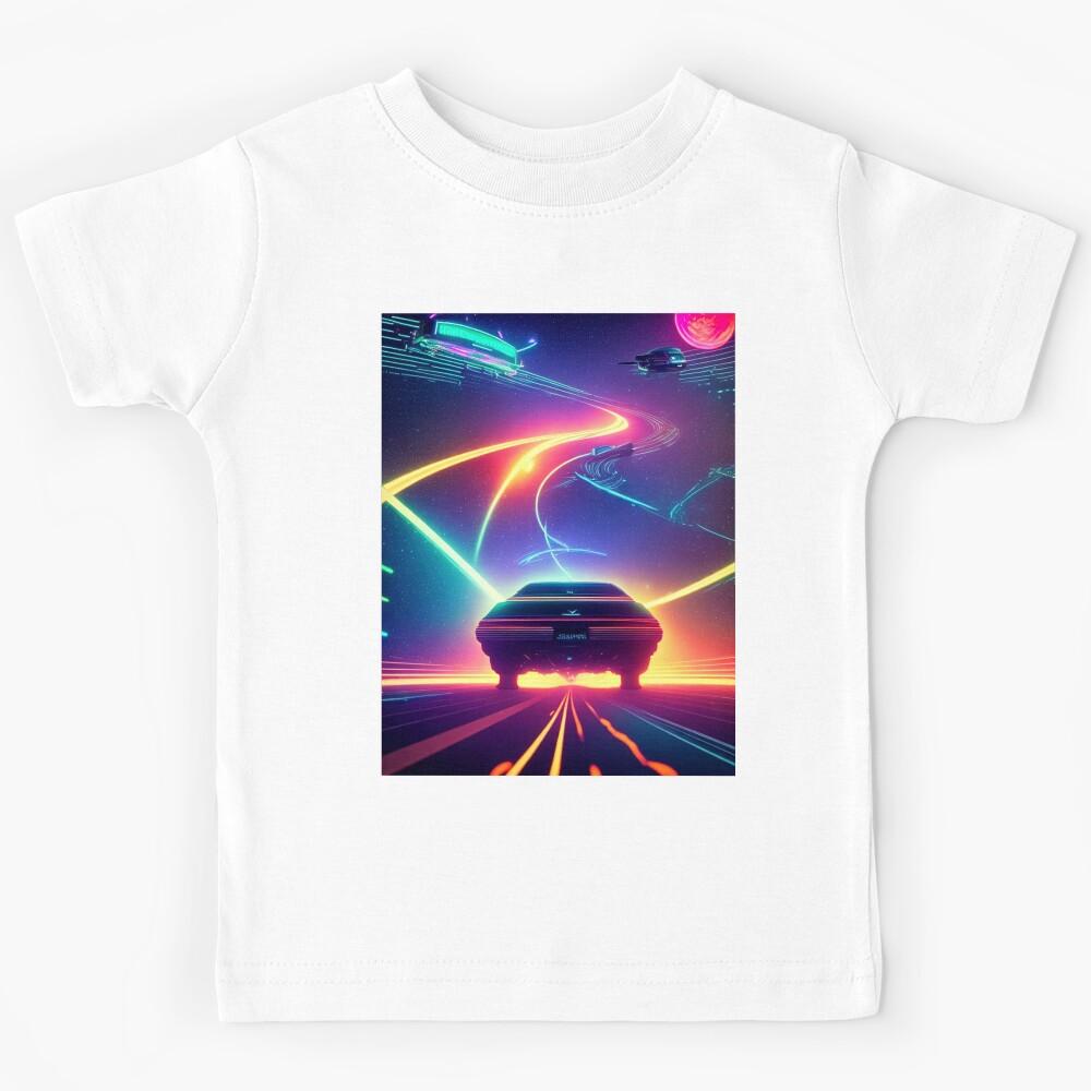 Car Synthwave, neon, futurist, kids, game, children, future Kids T-Shirt 110