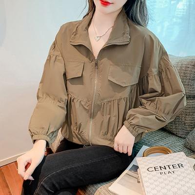 Women's Polo-Collar Spring and Autumn Outerwear Loose Slimming Retro Jacket with Versatile Style for Instagram