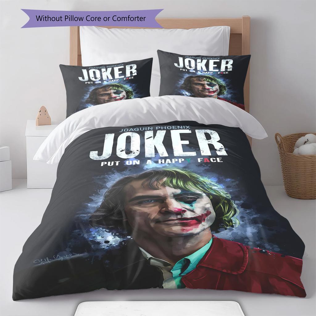 Set Copripiumino Trapuntato Joker Villano Copripiumino Federa Decorazione per la Casa Regalo di Compleanno (1 * copripiumino + 2 * federa, senza nucleo)