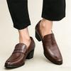 Fashion New Men's Black Brown Patent Leather Cuban Elevator Shoes Penny Loafter Formal Wedding Prom Homecoming Oxfords