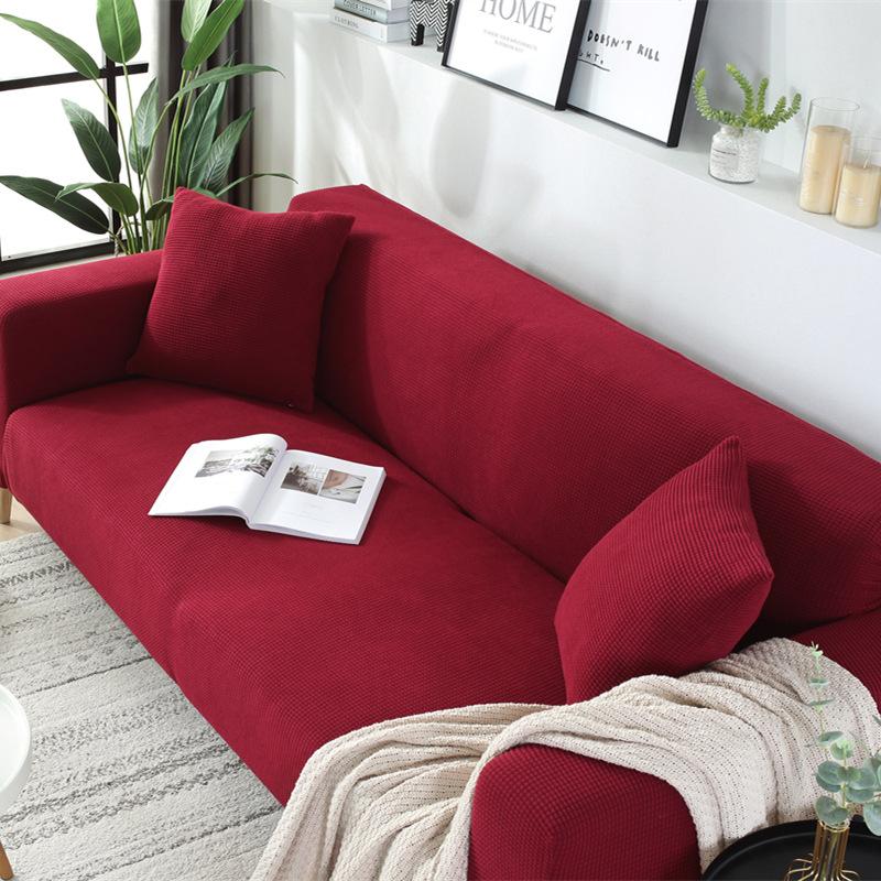 Thickened Elastic Sofa Cover Full Coverage Solid Color Winter Nordic Simple Leather Sand Hair Towel Full Cover Sofa Cushion Cover Fabric