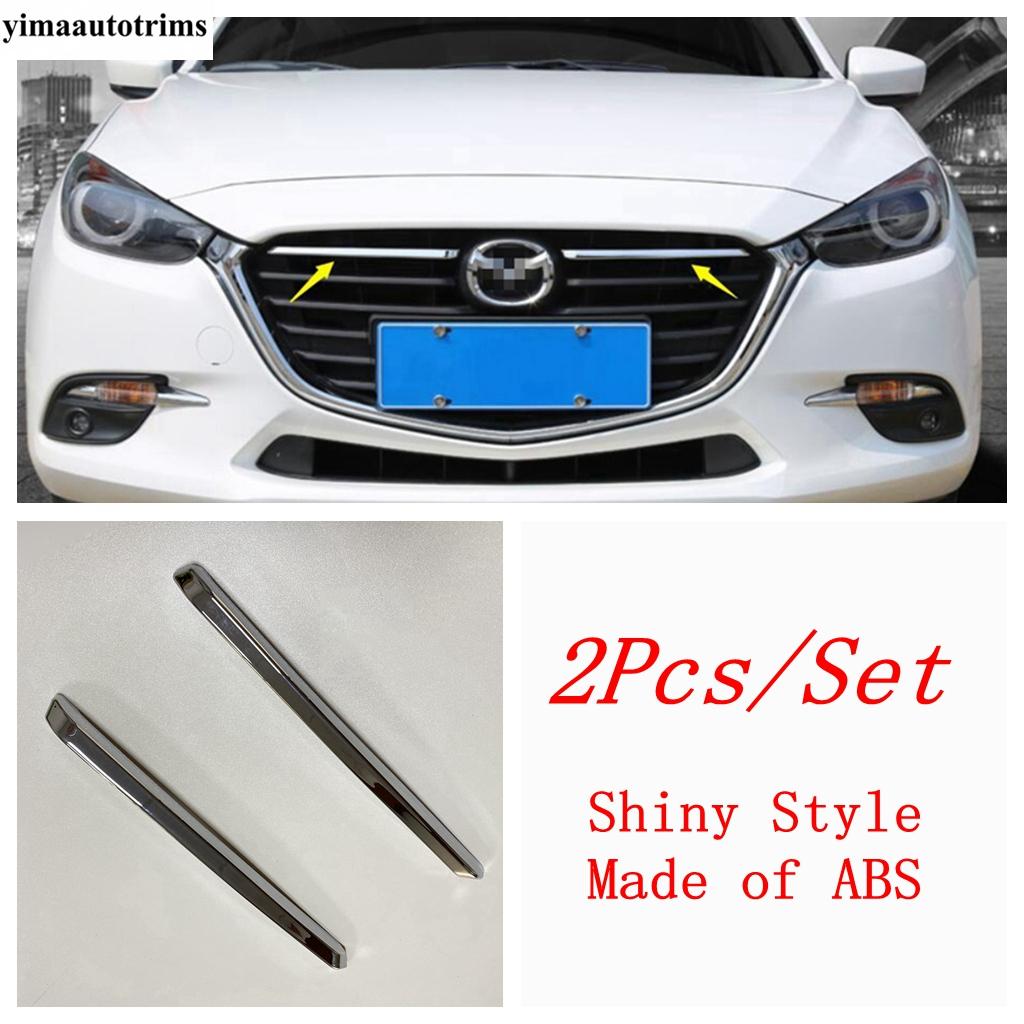 Car Front Hood Grille Grill Racing Strip Decoration Cover Trim For Mazda 3 2017 2018 ABS Chrome / Red Accessories Exterior Kit