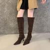 2025 Autumn and Winter New Hate Sky High Elastic Boots Pointed High Heel Boots Suede Thin Thin Heel Zipper Leg Over Knee Boots
