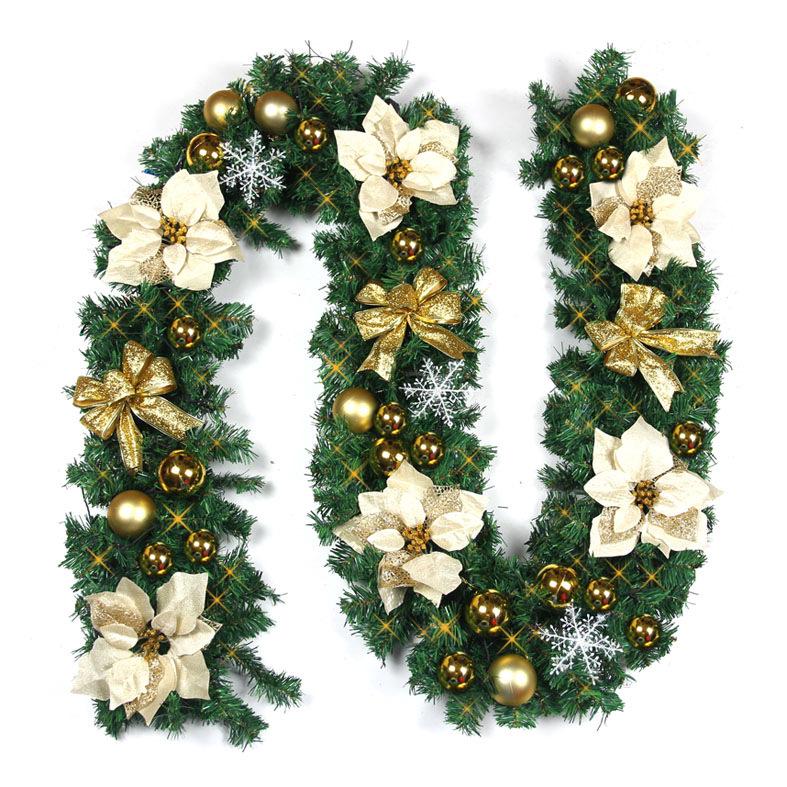 2.7m Luxury Dense Green Christmas Vine Ornament for Tree & Door Decoration