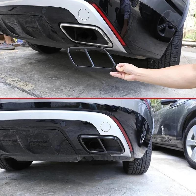 Car Rear Exhaust Muffler Tail Pipe Cover Trim For Land Rover Range Rover Velar 2017 2018    Stainless Accessories