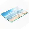 Tempered Glass Kitchen Board for Serving with Beach Graphics 80X52 Cm