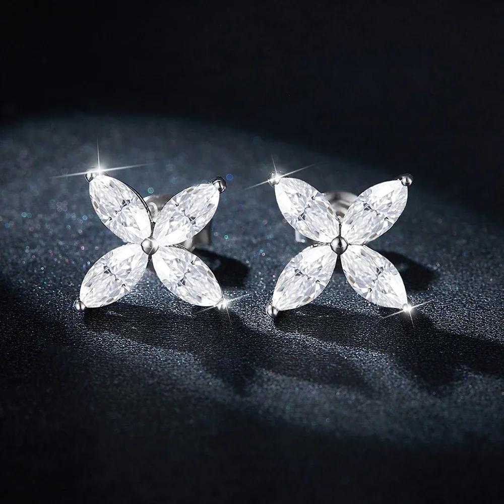 

Classic Four-leaf Clover-shaped Women s Stud Earrings 925 Silver Plated Fashion Jewelry Party Birthday Gift