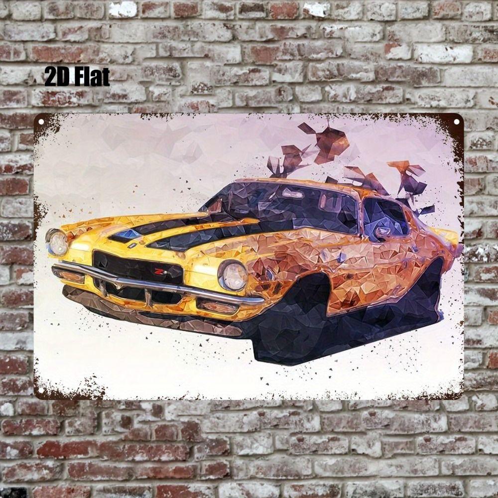 Vintage Metal Car Sign Decor Gift For Auto Lovers Garage Wall Art