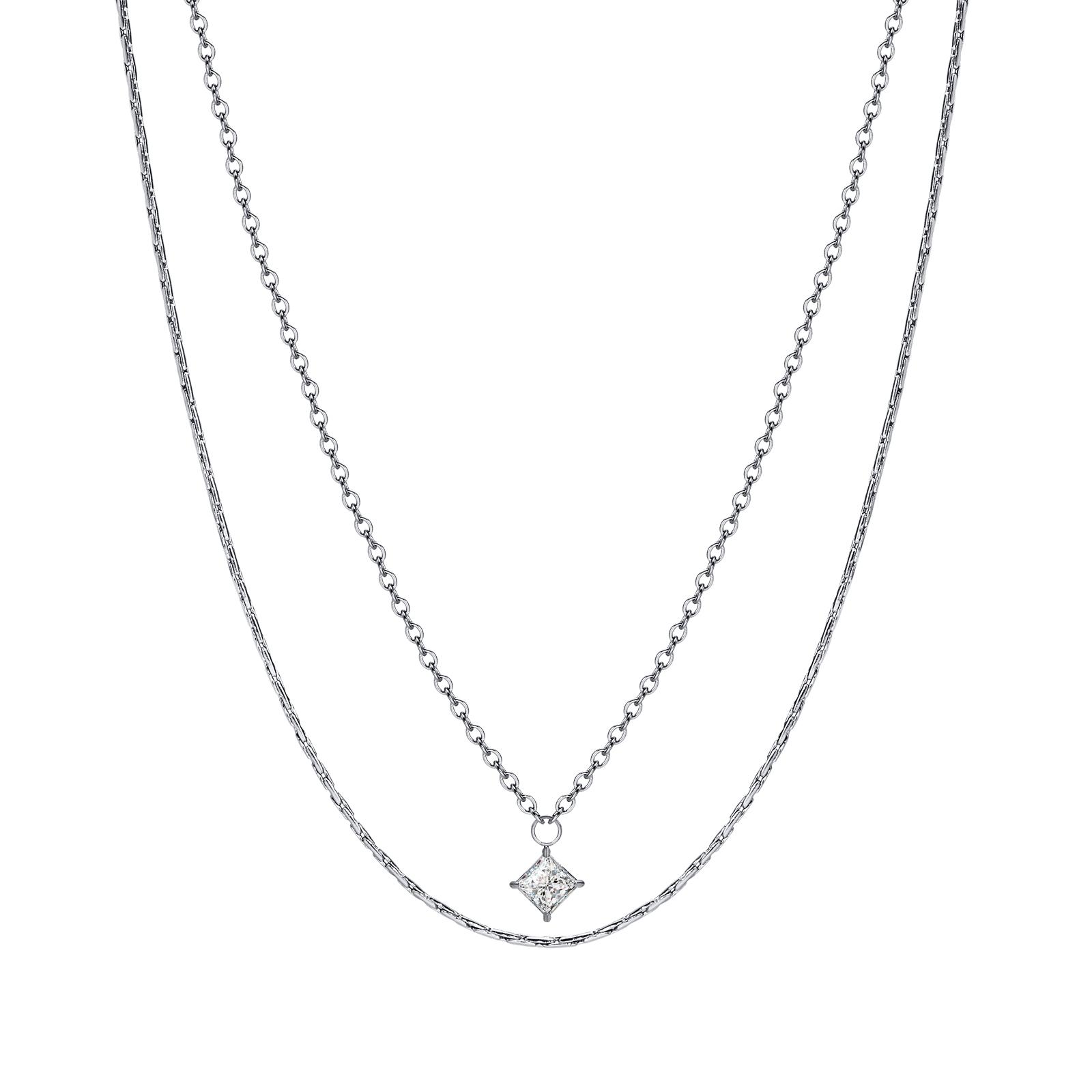 

Layered Double Chain Choker, Cubic Zirconia Pendant,stackable Neckalce for Women Gift