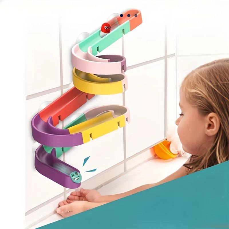 24pcs Bathroom Track Toys Building Block Assembly Toys Shower Carousel Toys Water Play Toys Halloween Christmas Gift