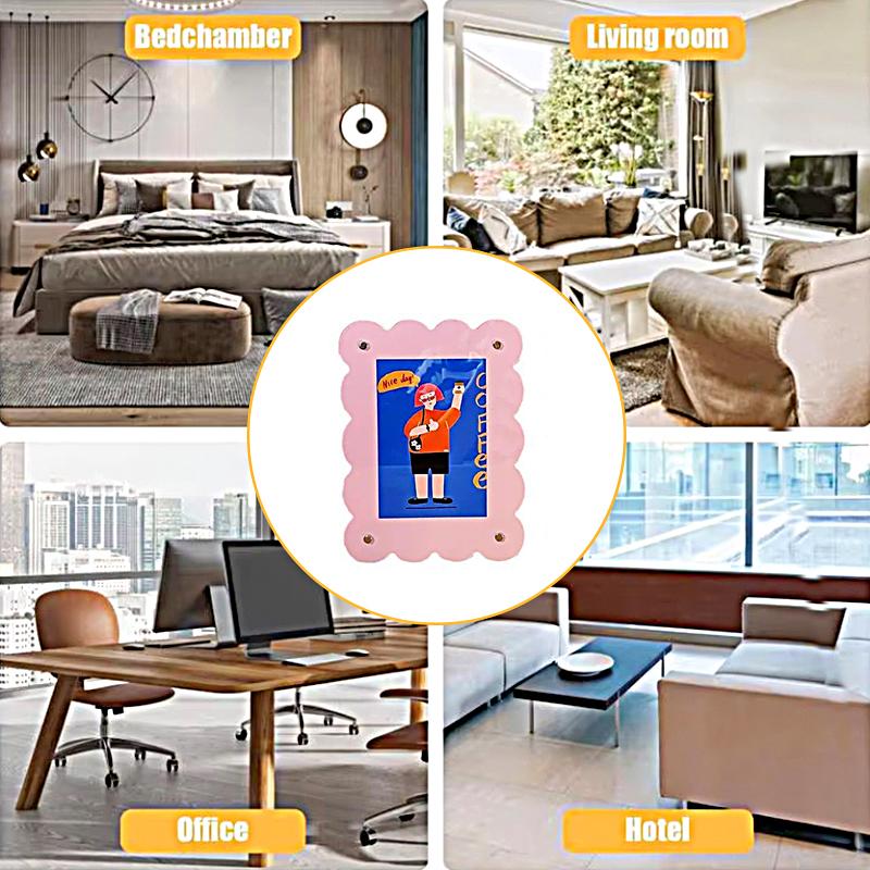 1PC Colored Photocard Holder Desk Decoration Wave Color Photo Frame 7-Inch Display Stand Nordic 23x17cm