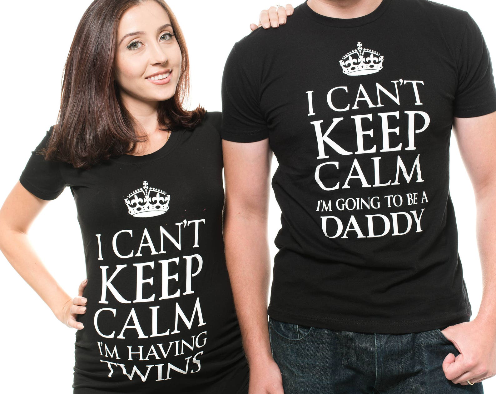 Twins Pregnancy T-Shirt Set: Future Dad & Mom Matching Tees 4XL