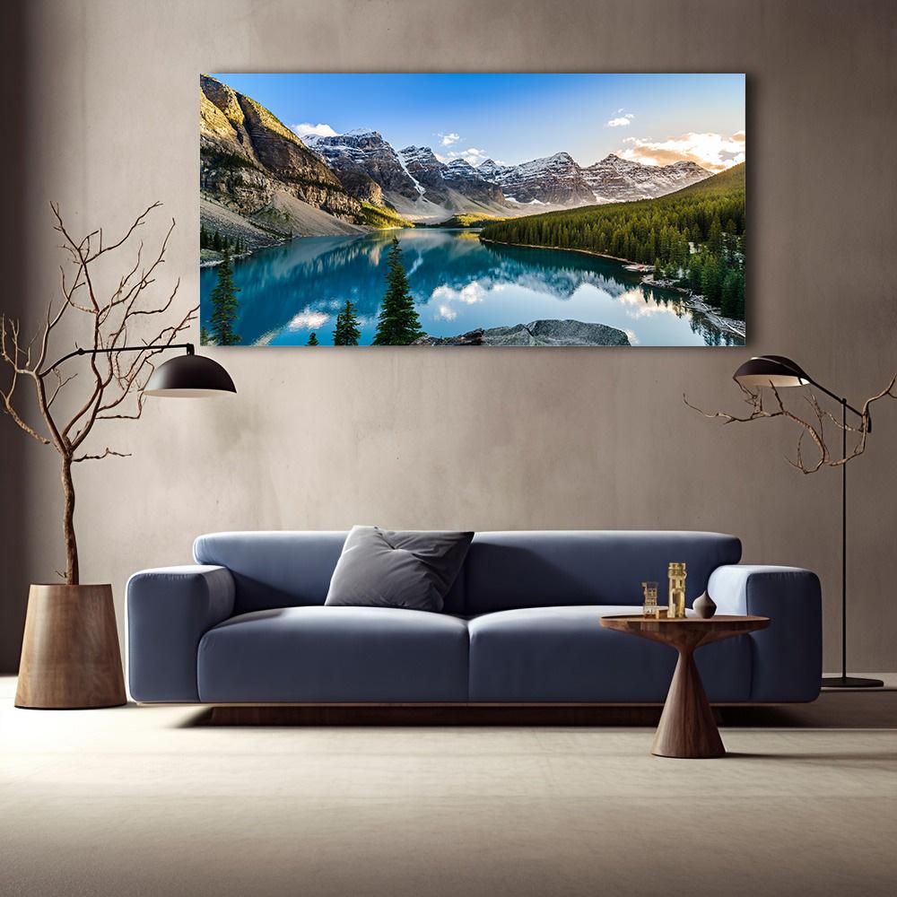 Canvas Poster Modern Art Lake Light Mountain Color Mountain Water Painting Beautiful Scenery Living Room Home Decoration