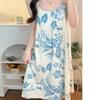 Robe de nuit respirante et extensible en coton pour femme - Pyjama débardeur d'été, Col rond, Vêtement d'intérieur décontracté
