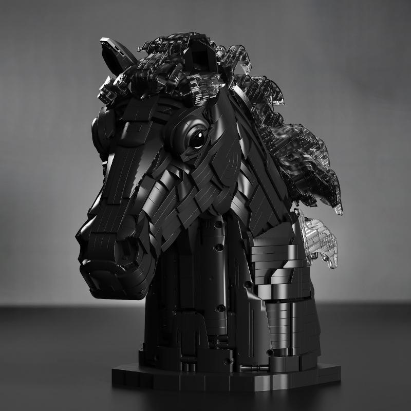Black Horse Zodiac Building Blocks Puzzle - New Year Spring Festival Ornament Gift.