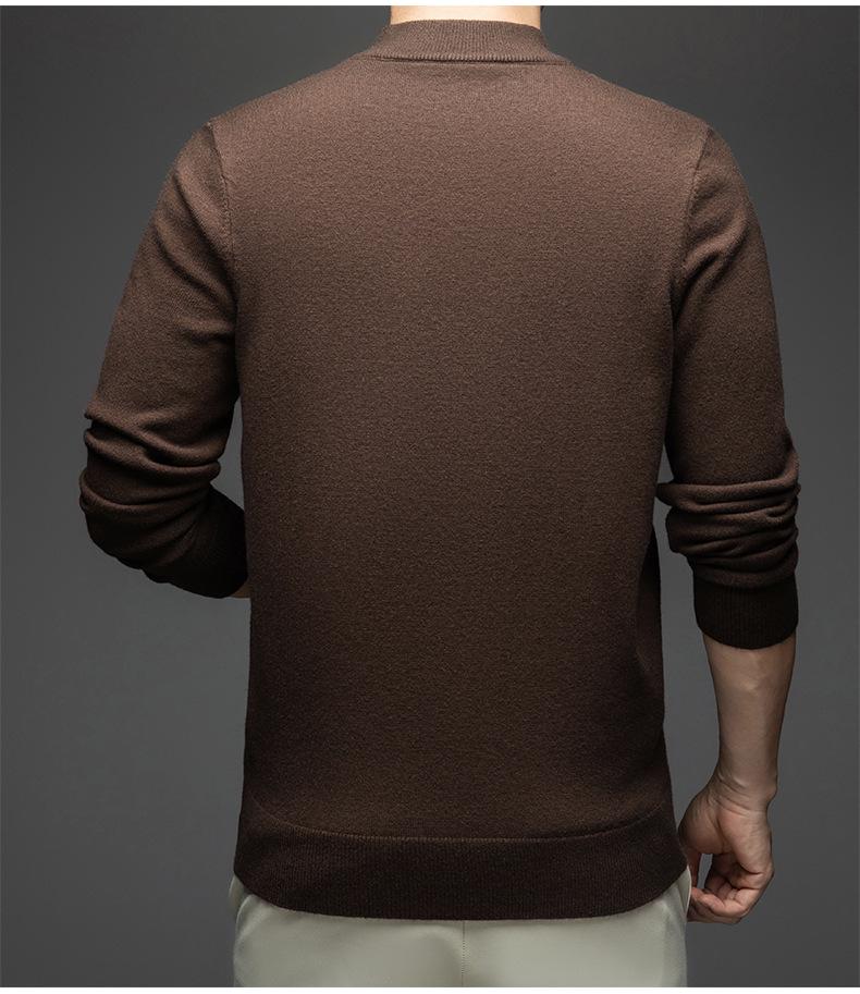 Men's High Collar Jacquard Knit Sweater - Autumn/Winter Business Casual