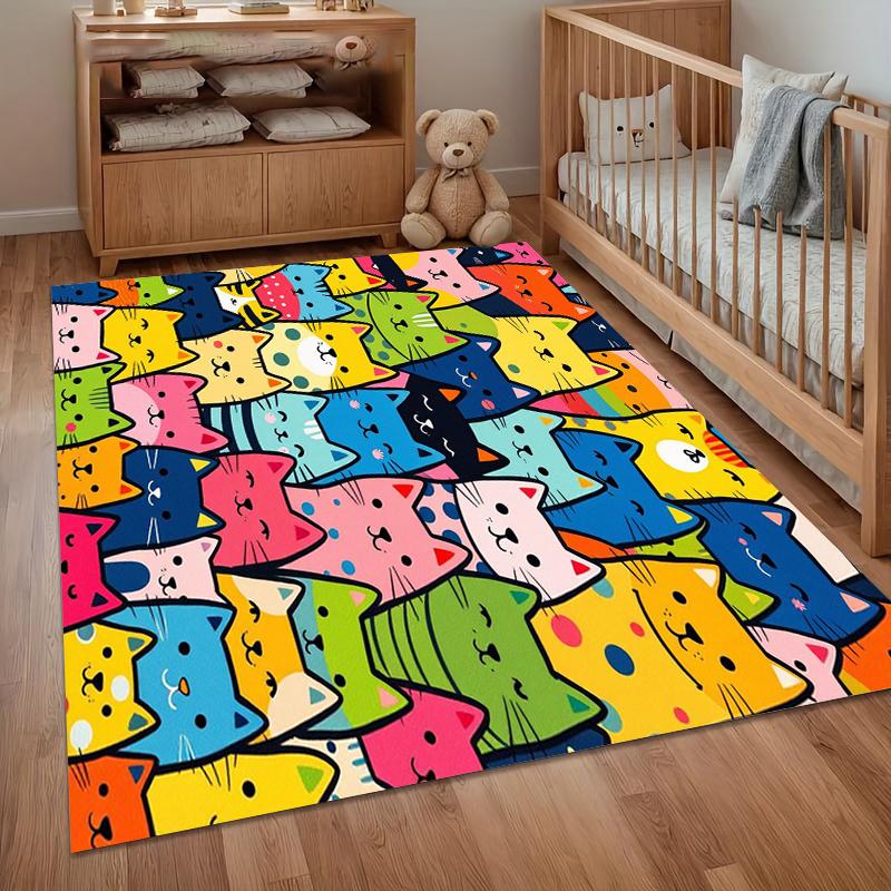 Colorful Cartoon Cat Carpets for Living Room Area Rug Non-Slip Rugs & Carpet Home Decor Alfombra Gift Soft Washroom Floor Mat
