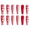 Pink Red Heart Artificial Nails Sweet & Charming Reusable False Nails for Home DIY Manicure Use