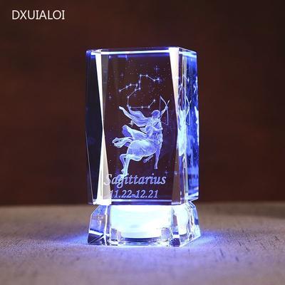 Décoration d'intérieur 3D sculpture intérieure 12 constellations ornements en verre cristal cadeau d'anniversaire cadeau boîte à musique cadeau pour petite amie
