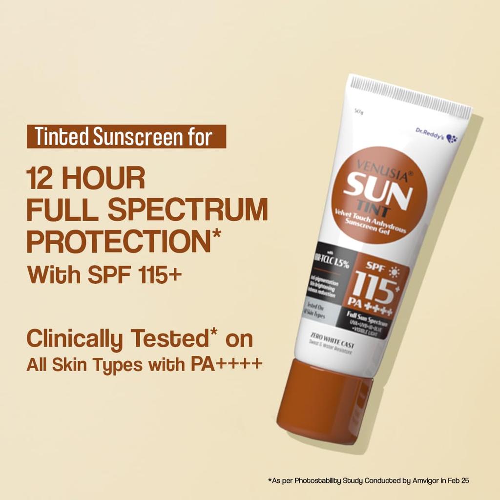 Venusia Sun Tint SPF 115 Sonnenschutz mit mattem Finish für die tägliche Sonnenpflege mit universeller Tönung und leichtem Tragegefühl 50 g Packung mit 1 Stück Komfortanwendung