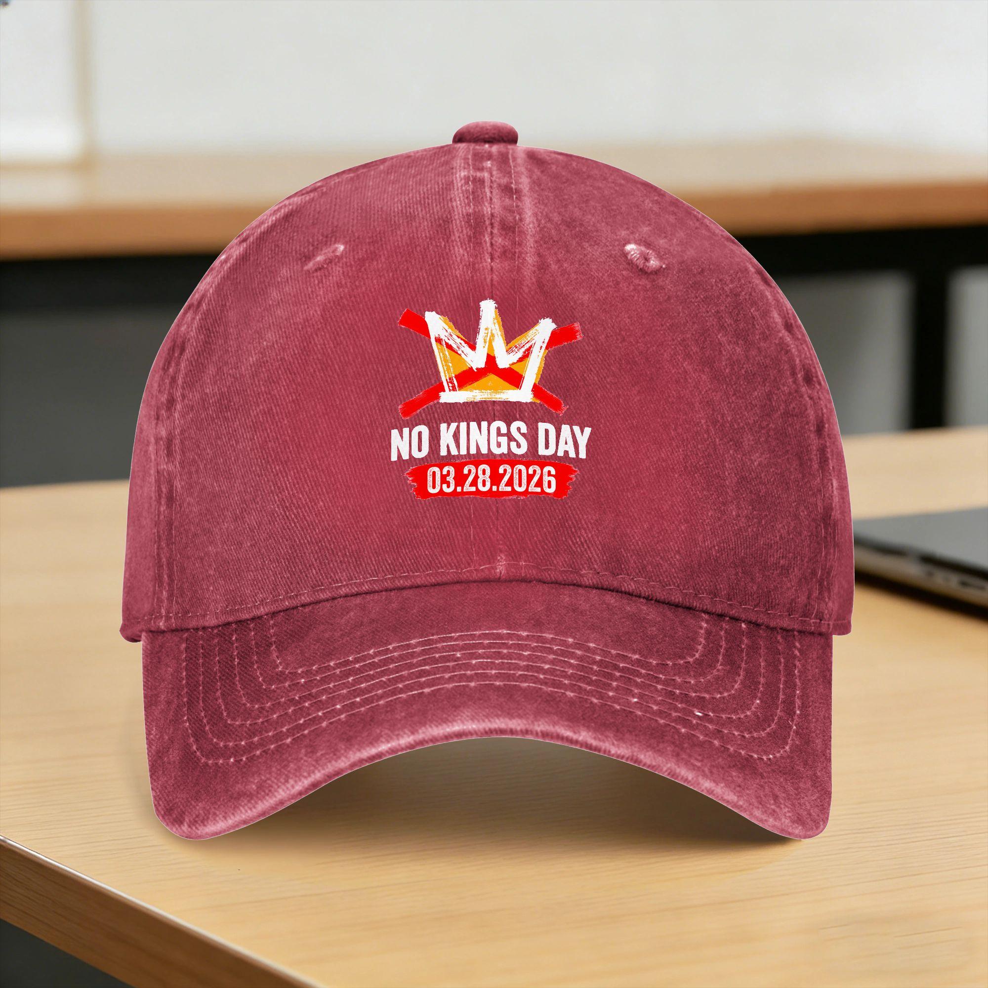 

No Kings March 28 2026 No Kings Day Sun Baseball Cap Women Unisex Print Hip Hop Hats Summer Outdoor Sports Sunscreen Snapback Cap One Size