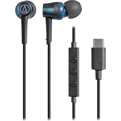 Audio-Technica ATH-CKD3C BL In-Ear Headphones with Microphone, USB Type-C, 1.2m Wired Cable, Suitable for Teleworking, Remote Work, Web Conferencing (