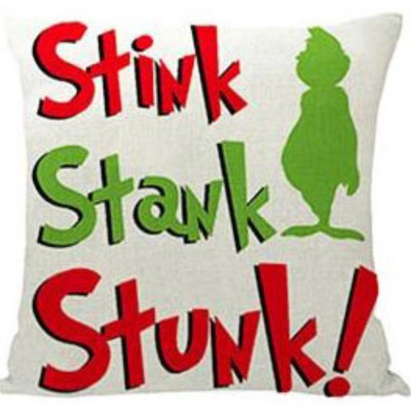 Green-haired Monster Pillow Cover Linen Christmas Pillow Cover Living Room Sofa Lumbar Cushion Cover