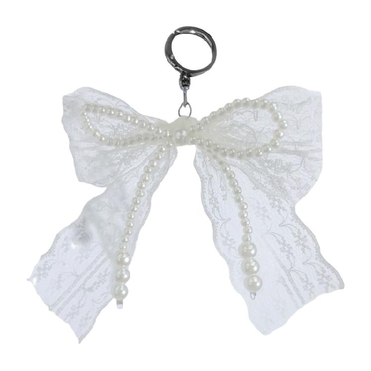 Fashionable Pearls Lace And Bows Jewelry Alloy Keyring Fashion Keychain Bag Pendant Adds Charm To Outfits For Women 1