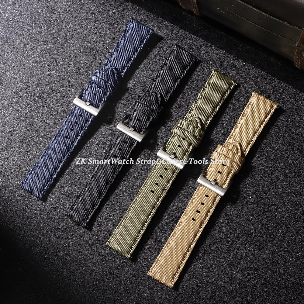 20mm 22mm Nylon Watch Strap Quick Release Black Buckle Watch Bands Durable Weaving Fabric Leather Wristband Belt for Men Women