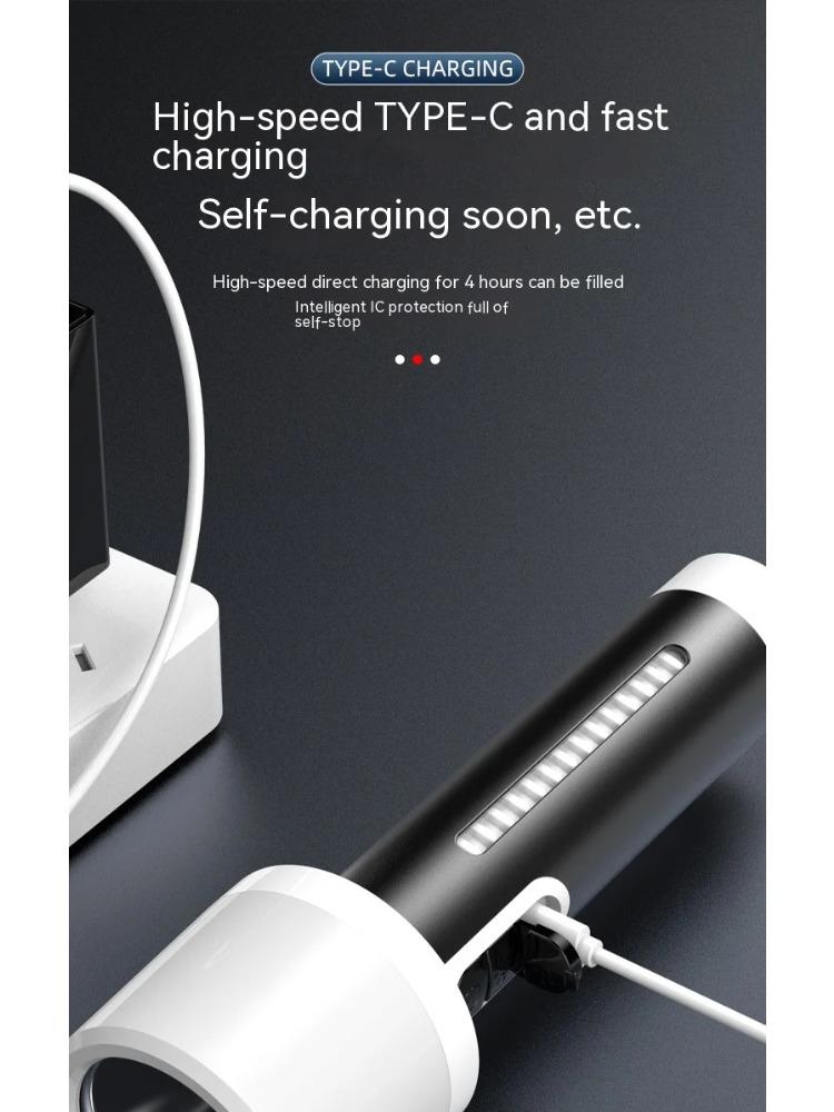 LED Double Light Flashlight Rechargeable Handheld Torch 5 Lighting Modes Outdoor Home Emergency Warning Camping Tool Lights