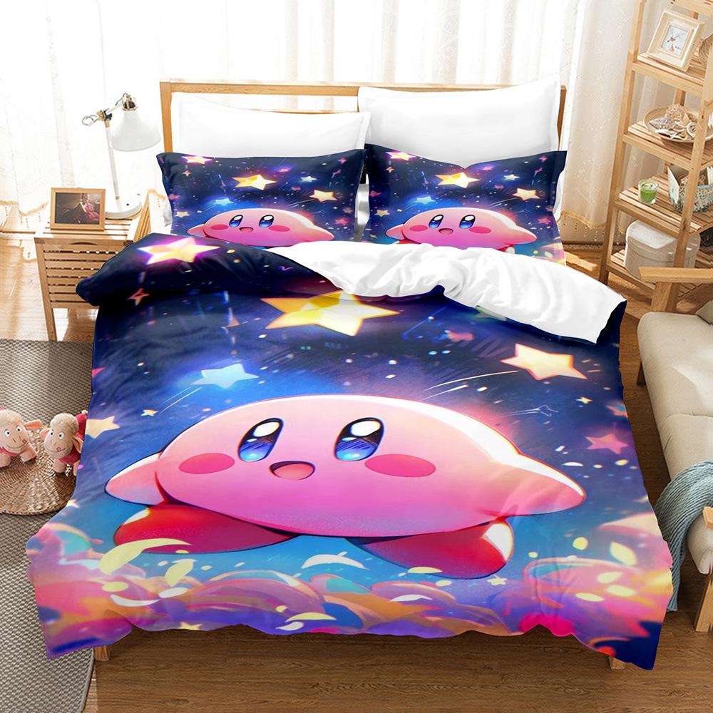 

Star Kirby 3D Digital Printing Quilt Cover Sheet Three-Piece Home Textile Bedding 90 * 200