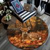 Autumnal Fawn Round Area Rug,Carpet Rug for Living Room Bedroom Sofa Playroom Decor,Non-slip Floor Mat