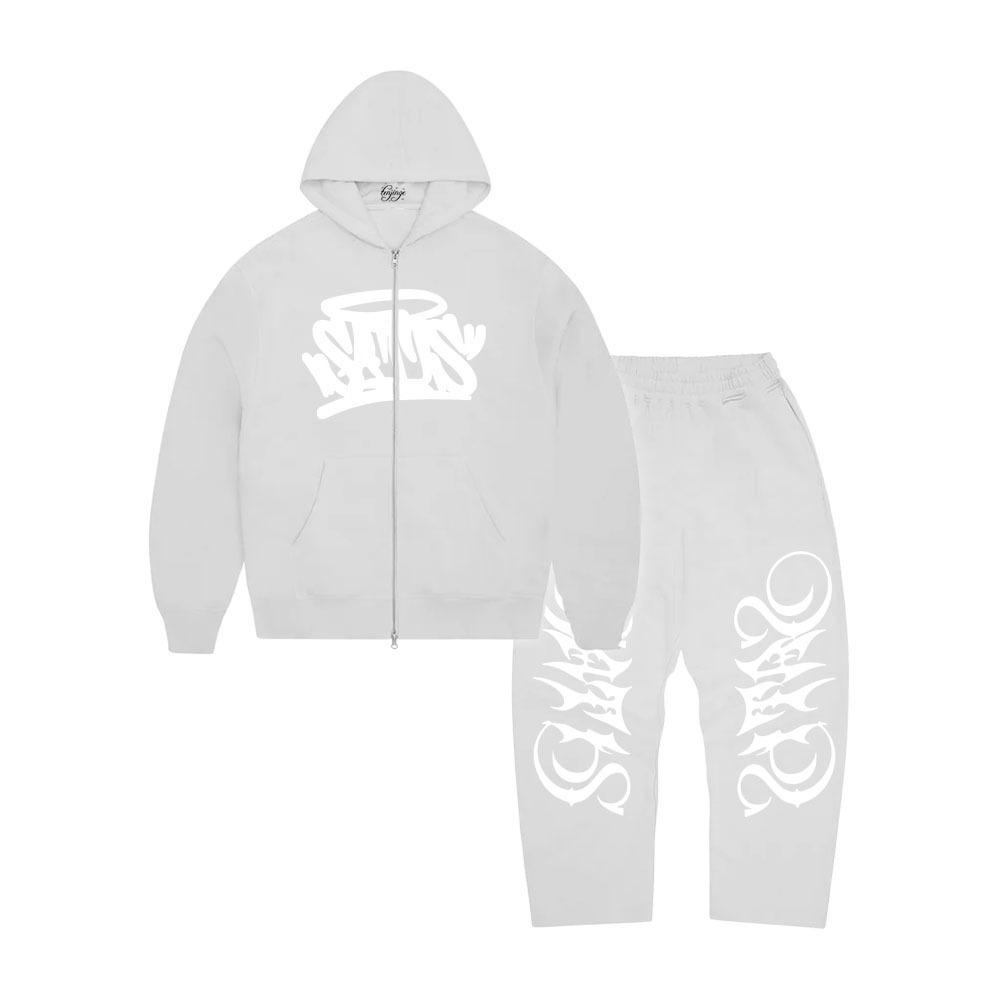 Europäischer und Amerikanischer Herren Herbst und Winter Neuer Stil Amerikanische Modemarke Bedruckte Reißverschluss Sweatshirt Jacke Hip-Hop Ins Stil Set