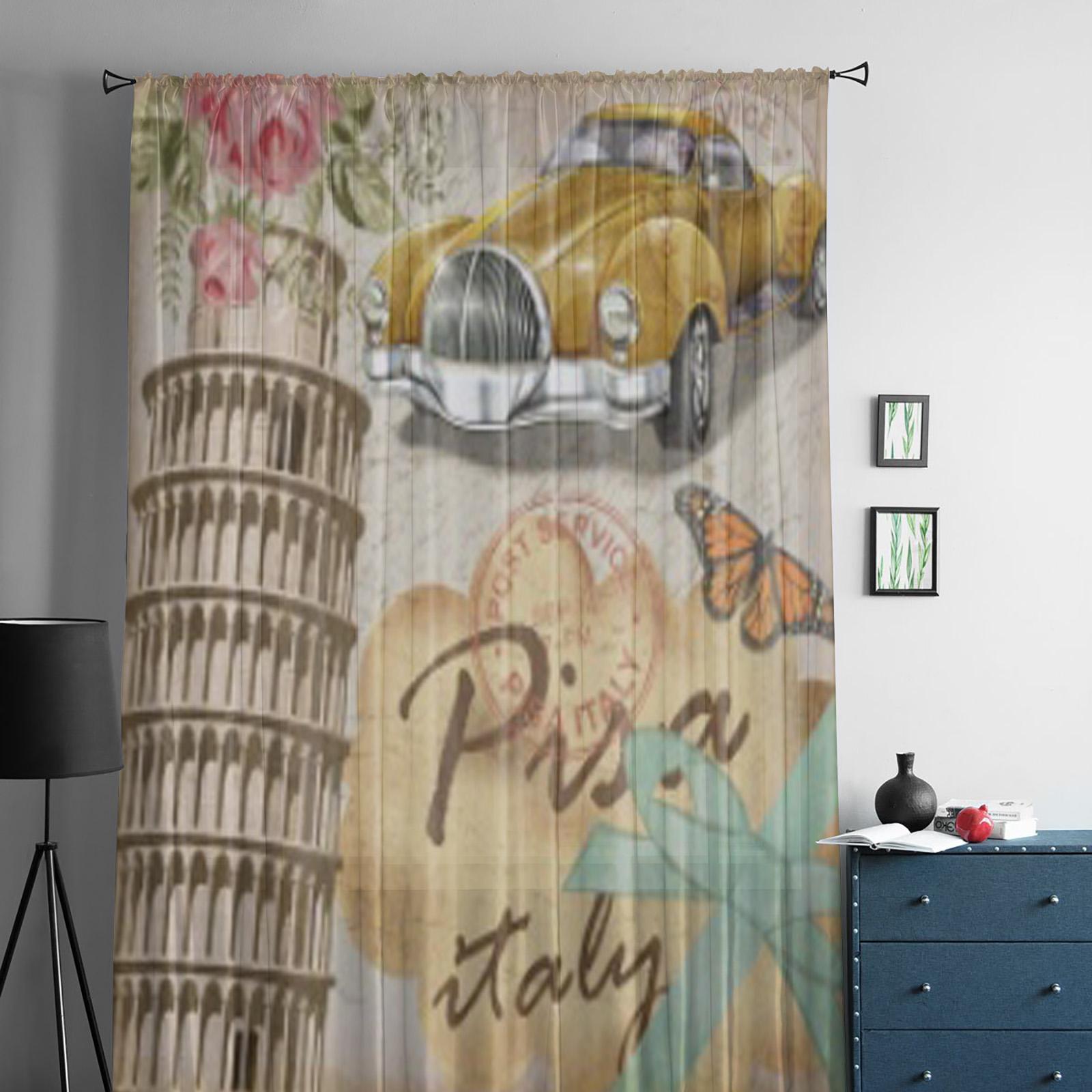 Пиза Винтаж Плакат Тюль Прозрачные оконные шторы для гостиной Спальня Современная — фото 3