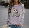 Women's Cross-Border Digital Print Raglan Round Neck Hoodie for Spring & Autumn