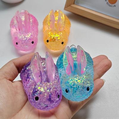 Glitter Powder Rabbit Squeeze Toy Stress Anxiety Relief Slow Rising Simulation Bunny Sensory Toy Soft TPR Calming Animal Fidget Toy