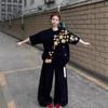 American Retro Black Short-sleeved T-shirt Women's New Design Sense Niche Student Loose Half-sleeved Top Clothing Summer