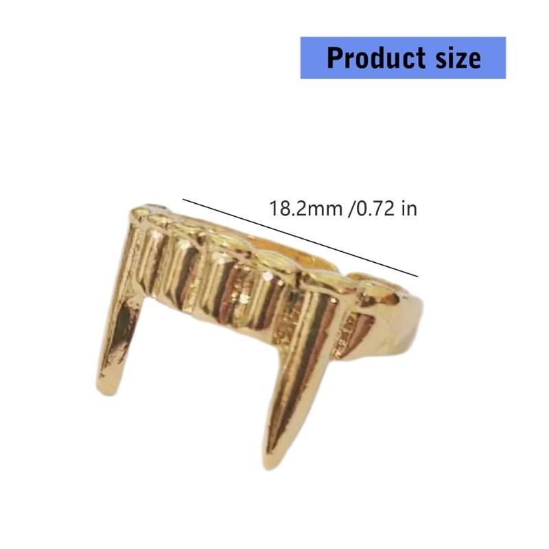 Unique Vampires Teeth Design Adjustable Ring Alloy Texture Finger Jewelry Suitable for Cosplay Parties Everyday Wear