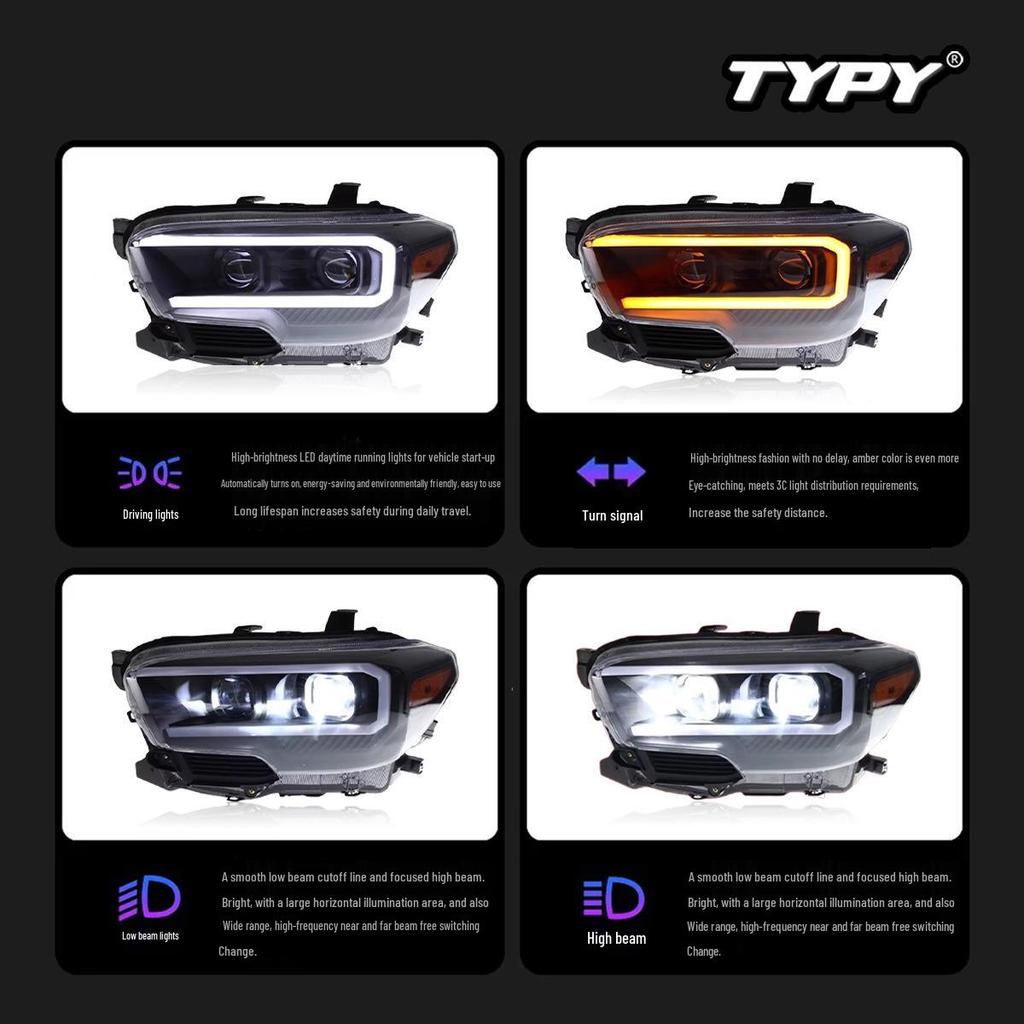 16-23 Toyota Tacoma LED DRL Turn Signal Headlight Assembly