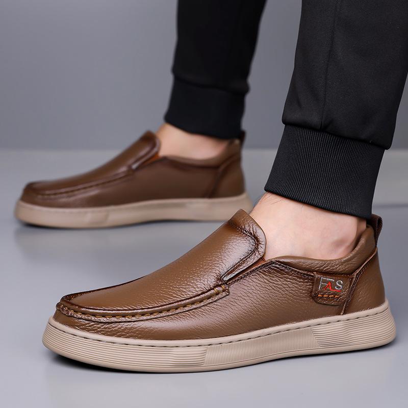 Chaussures décontractées à enfiler pour homme en cuir véritable Automne/Hiver 2025