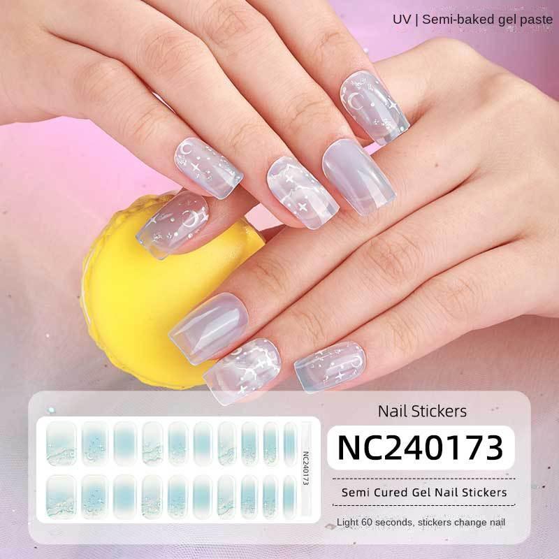 New Hot Stamping Laser Gel Nail Stickers French Nail Polish Glue Semi-cured Gel Nail Stickers