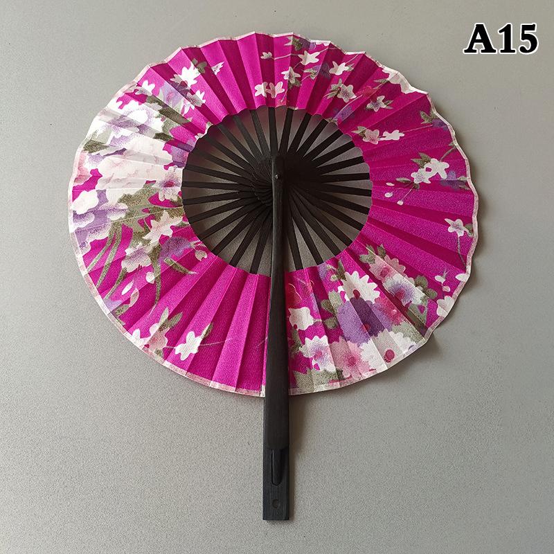 Runder Bambus-Handfächer Chinesischer Stil Blumenmuster Tragbarer Faltfächer Mit Quaste Hochzeitstanz Handgehaltene Fächer Party-Dekoration Geschenk