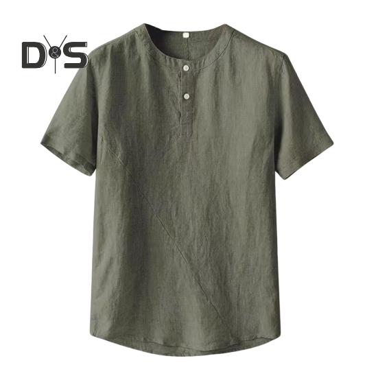 Muži Letní Košile Stojánek Límec Tenký Volný Krátké Rukávy Jednobarevné Tričko se zapínáním na knoflíky Střední délka Denní tričko pro školní kancelář Outdoor