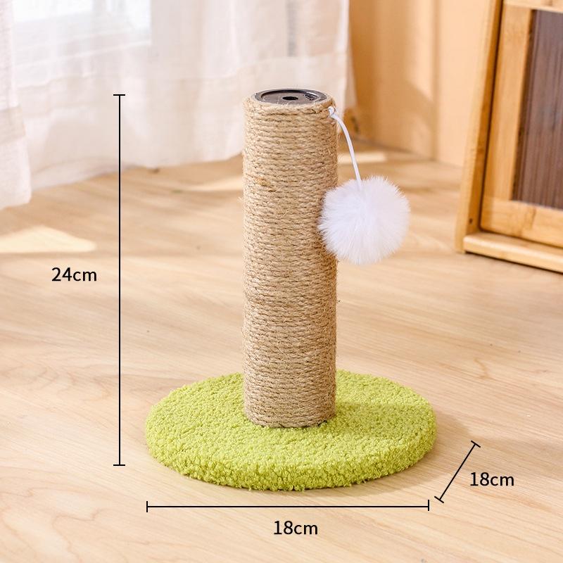 Compact Cat Climbing Frame Small Size but Fully Functional Sisal Scratching Post with Teasing Ball for Limited Home Space